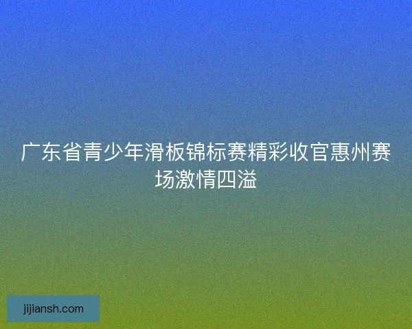 广东省青少年滑板锦标赛精彩收官惠州赛场激情四溢